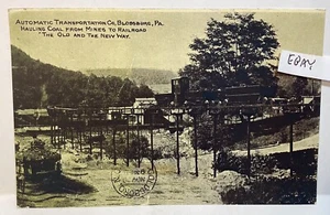 1910 BLOSSBURG PA. RARE HAULING COAL FROM MINES BY ELEVATED RAILWAY NEW POSTCARD - Picture 1 of 1
