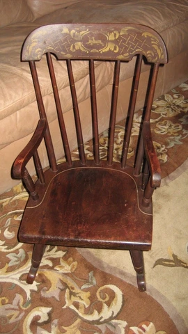 Antique Nichols & Stone Horses Stencil Child's Children Kid Rocking Chair Rocker Cover