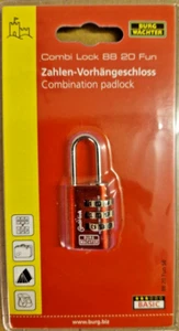 Zahlenschloss Vorhängeschloss Burg-Wächter 20mm Vorhangschloss Aluminium Rot - Bild 1 von 1