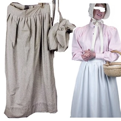 Falda y gorro de pradera de cabaña recreación disfraz teatral del Viejo Oeste hecho a mano Foto 1 de 4