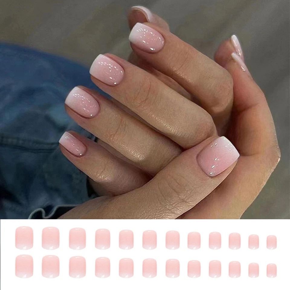 MARKENLOS 24 Stück Kurze Quadratische Künstliche Nägel Französische Maniküre / /