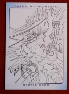THUNDERBIRDS - Unique PENCIL Sketch - EXPLOSION by JOHN CZOP - Cards Inc 2004 - Picture 1 of 2