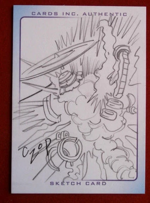 THUNDERBIRDS - Unique PENCIL Sketch - EXPLOSION by JOHN CZOP - Cards Inc 2004 - Image 1 of 2