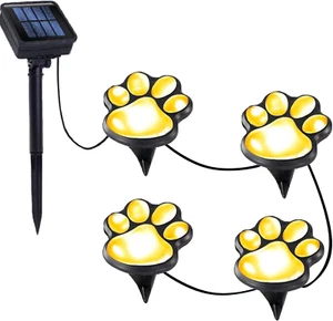 Paw Print Solar Lights - Outdoor Garden Decoration Waterproof, Cat Dog Animal Se - Picture 1 of 12