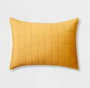 Pillowfort Box Stitch Standard Sham Gold Mikrofaser 20" x 26" Senf - Bild 1 von 6