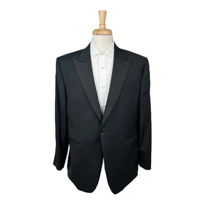 Esmoquin Charles Tyrwhitt Negro Pico Solapa Hombre Lana Merino Un Botón 46R Delgado Foto 1 de 4