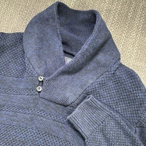 Nordstrom Mens Shop Sweater Herren Large blau Schalkragen Knopfleiste Strickpullover - Bild 1 von 16