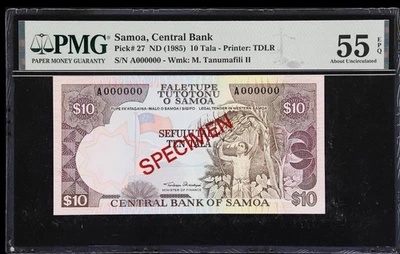 WESTERN SAMOA SPECIMEN  PMG Uncirculated 55 EPQ. 10 TALA 1985 PICK 27 SPECIMEN - Image 1 of 2