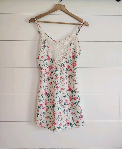 UNDERCOVER Abito da notte Victorias Secret vintage etichetta oro anni 90 raso floreale slip pizzo PICCOLO