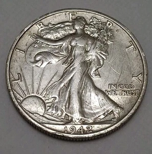 1942 S Beautiful Walking Liberty Vintage 90% Silver 50c Half Dollar Coin - WL80 - Picture 1 of 3