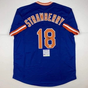 Autographed/Signed DARRYL STRAWBERRY New York Blue Baseball Jersey PSA/DNA COA - Picture 1 of 4