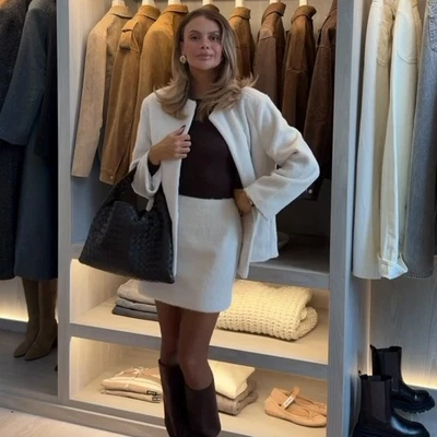 H&M : Cream Mini Skirt : 1301221001 | *UK Buyers_No Import Fees* | - Image 1 of 4