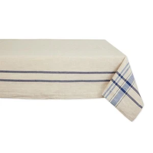 DII Nautical Blue French Stripe Tablecloth 60x84 - Picture 1 of 6