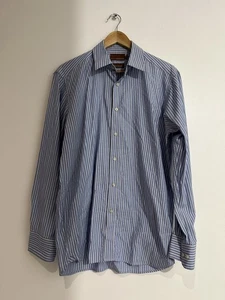 Marks and Spencer M&S Shirt Size 39 40 14 1/2Blue White Stripe Blouse Top Cotton - Picture 1 of 14