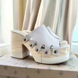 Nuevo Free People Cassis Zuecos Zapato Madera Cuero Sandalia Plataforma Tacón EE. UU. 7.5 - Imagen 1 de 10