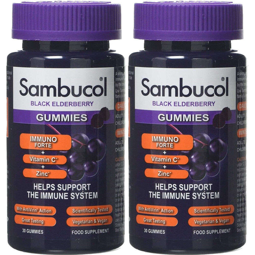 Sambucol Gummies Immune Support 2 x 30 Gummies, Black Elderberry, Free Postage