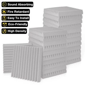 24 48 96 Pack Acoustic Wall Panels Studio Sound Noise Proofing Insulation Foam - Picture 1 of 18