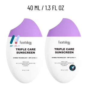 FACETOLOGY Brightening Sunscreen SPF40 PA+++ Anti-Aging Moisture Calming 2X 40ml - Bild 1 von 20