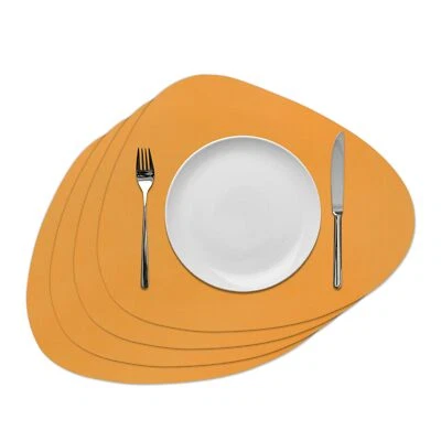 MIJOTEX Faux Leather Placemats Set of 4 Round Leather for Dinner Table Mats H... - Image 1 of 4