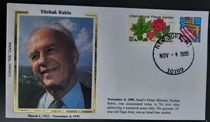 US 1995 YITZHAK RABIN SILK CACHETED COVER COMMEMORATING ASSASSINATION - Bild 1 von 1