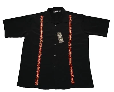 Vintage Dragonfly Shirt Mens XXL Embroidered Flames Button  Rockerbilly Bowling - Image 1 of 4
