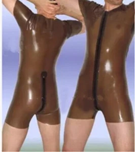 100% Latex Gummi Gummi braun Catsuit Body Sportbekleidung Overall 0,4 mm S-XXL - Bild 1 von 2
