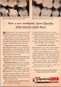 PRINT AD 1963 Ipana Fluoride Toothpaste Bristol-Myers Canada 5.5 x 7.5 - Picture 1 of 1