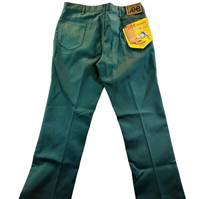 Pantalones acampanados de colección años 70 Deadstock LEE Riders hechos en EE. UU. 200-1032 corte bota 38x34 verde Foto 1 de 4