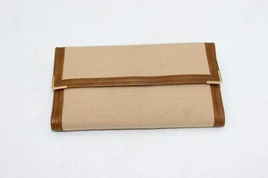Regent Vintage Wallet Bifold Coin Calculator Brown Canvas Retro Clasp Snap Untes - Picture 1 of 7