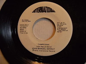 rare JOAN MANUEL SERRAT 1975 promo CAMPESINA/DE PARTO FaniaInternational - Imagen 1 de 2