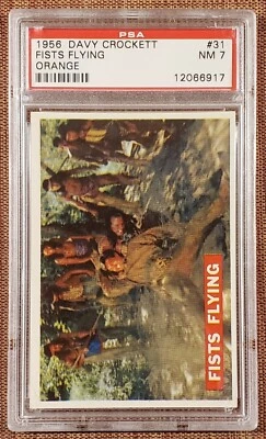 1956 Orange Davy Crockett #31 Fists Flying Original Collector Card PSA 7 NM - Image 1 of 2