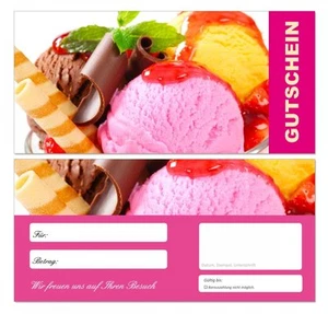 20 x TOP Premium Geschenkgutscheine (Eis-681) Eiscafe Gastronomie Gutscheine - Bild 1 von 1