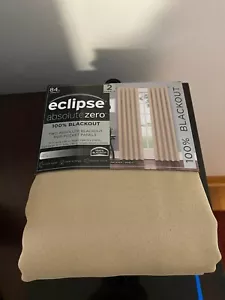 NEW ECLISPE PHOENIX BLACKOUT CURTAIN ROD POCKET PANEL SET OF 2 37x84 WHEAT - Picture 1 of 14