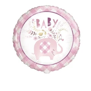 Floral Pink Elephant Girl Baby Shower 1 18" Mylar Foil Balloon - Picture 1 of 1