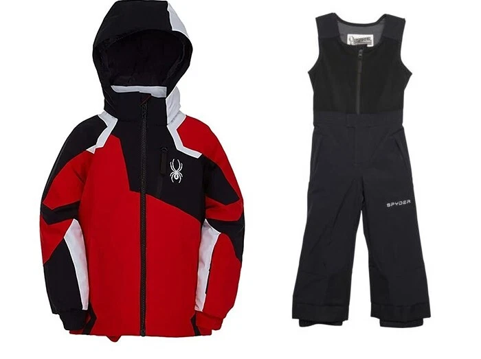 Spyder 男孩雪地服滑雪套装迷你领袖夹克和探险围兜尺寸 2,全新带标签 — 第 1/4 张图片