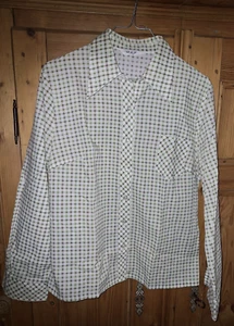 schöne taillierte Damen Bluse Hemd Gr.44 grün/braun/cremweiß kariert langarm - Bild 1 von 4