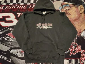 Vintage Y2K Hard Rock Cafe Cleveland Hoodie Pullover Sweatshirt Black Size Large - Picture 1 of 5