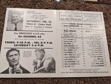 Wrestling  Cobo Arena Card February 1972 Bruno Sammartino Vs The Shiek