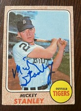 1968 Topps Detroit Tigers Card Autographed Mickey Stanley VG To VG+