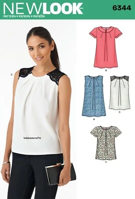NEW LOOK 6344 MISSES' TOPS Sewing pattern 2 Lengths  Sleeve Options Sizes 8 - 20 - Image 1 of 4