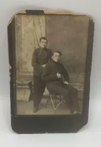 1890er 4x6" s/w Kabinettkarte Foto - 2 zwei hübsche junge russische Männer - schwule Interesse - Bild 1 von 6