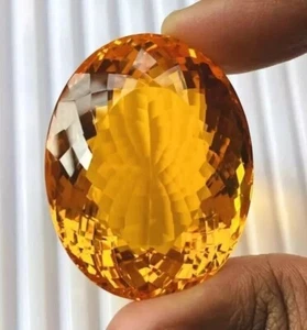 Natural 96 Ct+ GIE Certified Oval Cut Yellow Citrine Brazilian Loose Gemstone - Picture 1 of 4