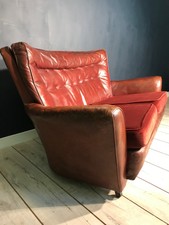 French leather club sofa mid century