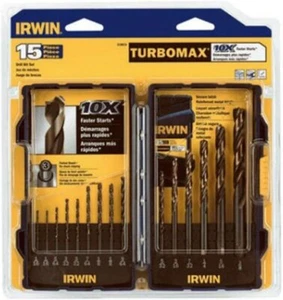 IRWIN SET 15 PEZZI TURBOMAX PUNTE TRAPANO ACCIAIO LEGNO PLASTICA 318015 - Foto 1 di 1