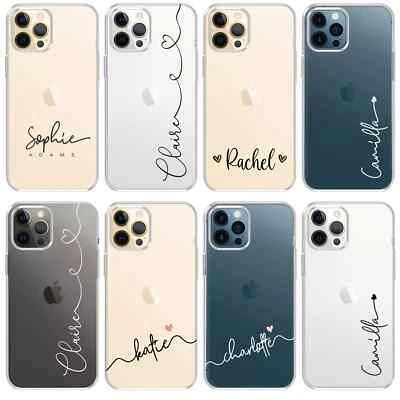 PV_PERSONALISED Personalised Clear Name Phone Case Cover For iPhone 12 13 15 14 11 16 17 Samsung
