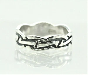 925 STERLING SILVER ENAMEL EMBOSSED BAND RING 3.4 GRAM NO SIGN OF WEAR SIZE 8.5 - Picture 1 of 5