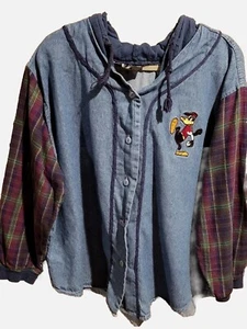 Top Line Daffy Duck Playing Baseball Denim Button Up Shirt - Picture 1 of 4