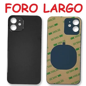 SCOCCA POSTERIORE IPHONE 12 NERO vetro back cover batteria foro largo biadesivo - Foto 1 di 2