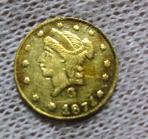 1871 G California Fractional Gold 1/4 Cover