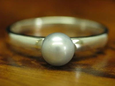 925 Argento Sterling Anello Con Perla Finta Ricoperto / Vero / 1,9g / Rg 56 - Immagine 1 di 3